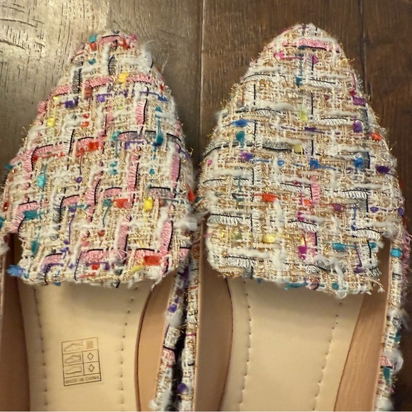 Boutique Multicolor Tweed Festive Pointed Toe Flats - Picture 3 of 4